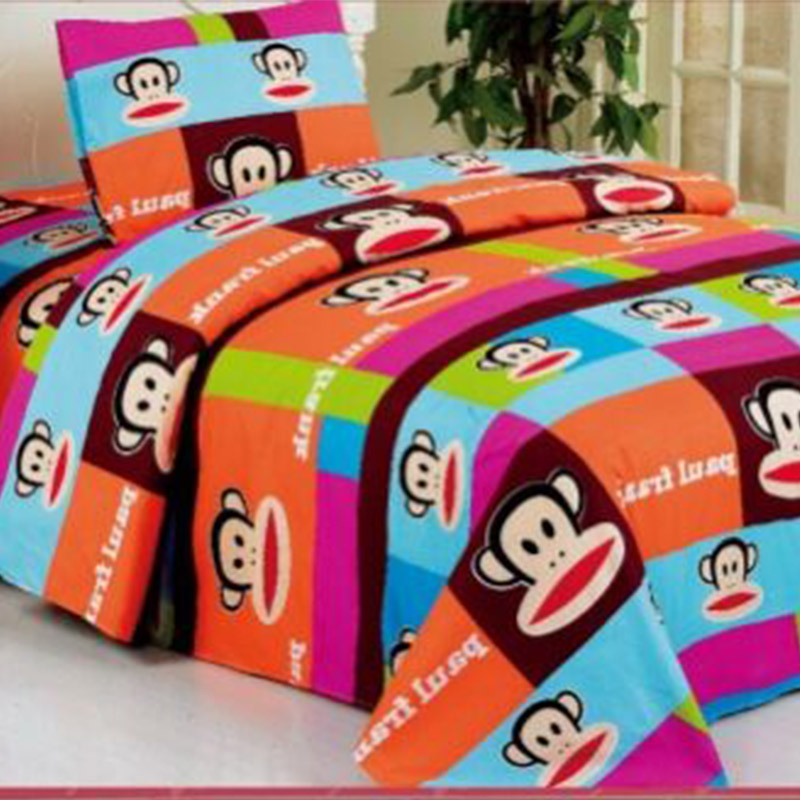 001-cartoon orangutan pattern Printed bed sheets set 