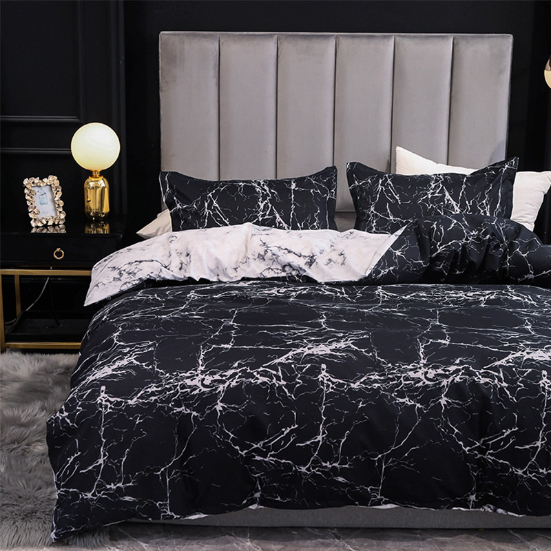 007-marble print pattern bed sheets set