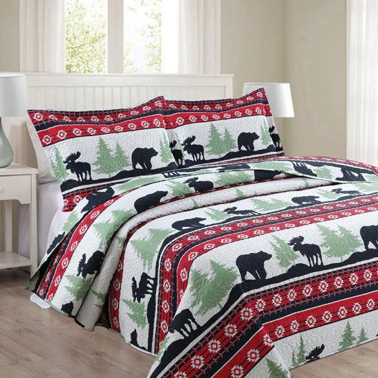 cxmicrotex 100% Polyester Christmas Printed Quilt Sets Bedding