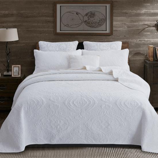White Bedding  Embroidered Quilt Cover Set