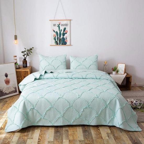 Solid Bedding Collection Ruffle Quilt Set Reversible Bedspread