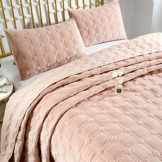 Pink Quilted Comforter Covers Ultra Soft Fleece Quilt Set
